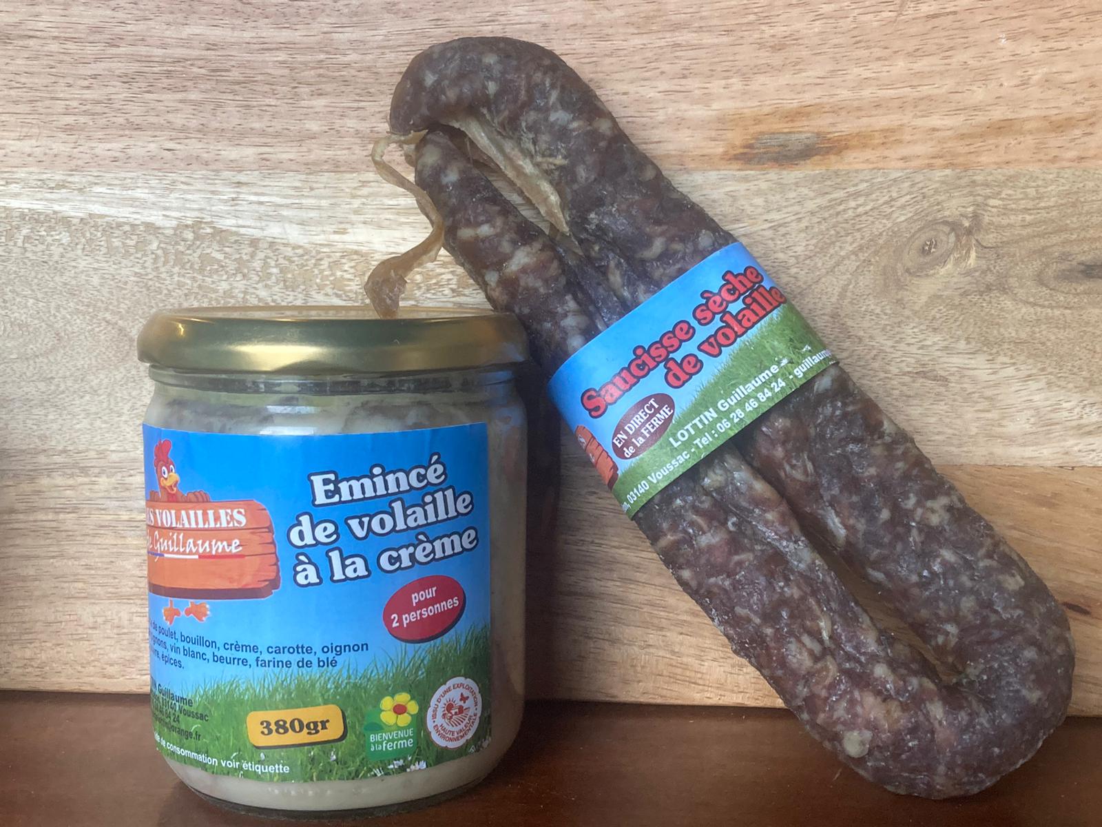 Panier garni : émincé de volailles + saucisse sèche